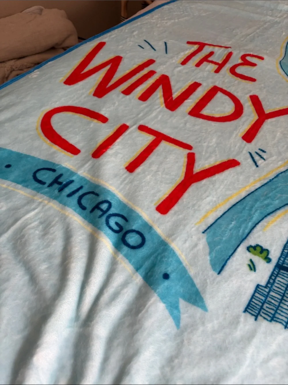 The Windy City Light Blue Chicago Plush Throw Blanket
